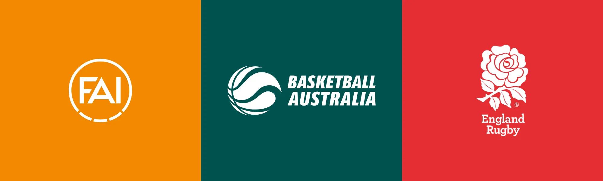 FAI, Basketball Australia and England Rugby logos